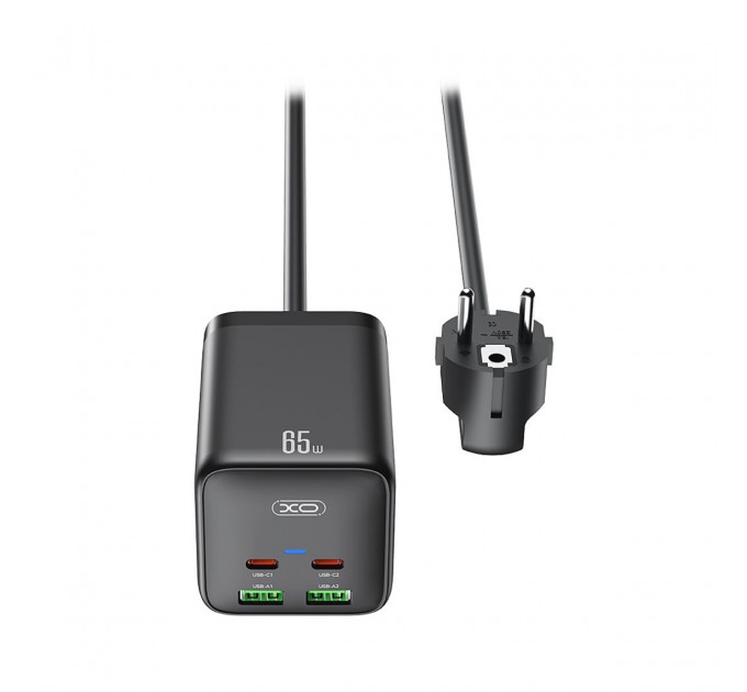 XO Мережевий фільтр XO (WL24.black) 2 розетки, 2 х USB, 2 x USB-C, 1.5 м, Black
