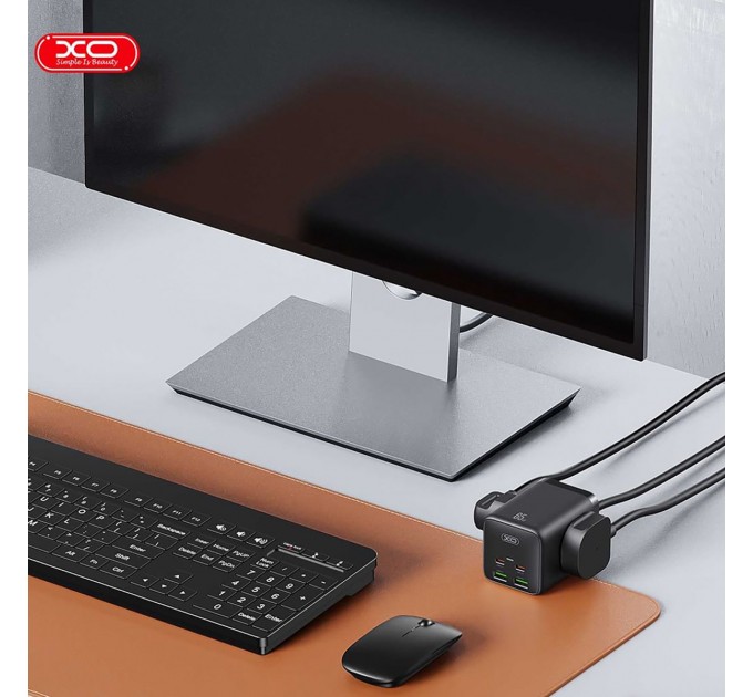 XO Мережевий фільтр XO (WL24.black) 2 розетки, 2 х USB, 2 x USB-C, 1.5 м, Black