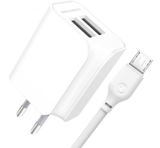 XO Зарядний пристрій XO L35D 2 USB 2.1A cable microUSB (XO-L35-MCR)