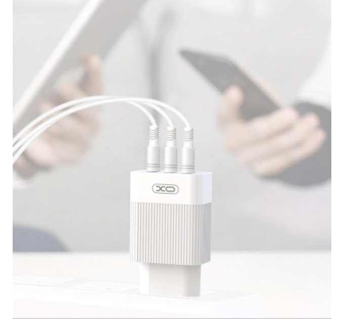 XO Зарядний пристрій XO QC 3.0 L72 30W (18W/1USB + 2.4A/2 USB) + cable Lightning White (XO-L72i-WH)