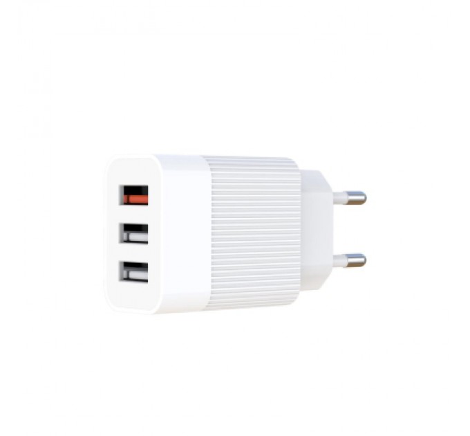 XO Зарядний пристрій XO QC 3.0 L72 30W (18W/1USB + 2.4A/2 USB) + cable Lightning White (XO-L72i-WH)
