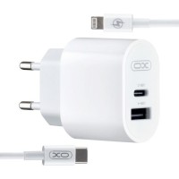 Зарядний пристрій XO L97 (1Type-C/1USB/2.4A) + Type-C - Lightning White (XO-L97-LG)