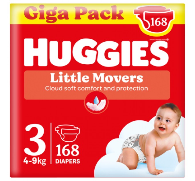 Huggies Підгузки Huggies Little Movers 3 (4-9 кг) M-pack, 168 шт (5029053577852)