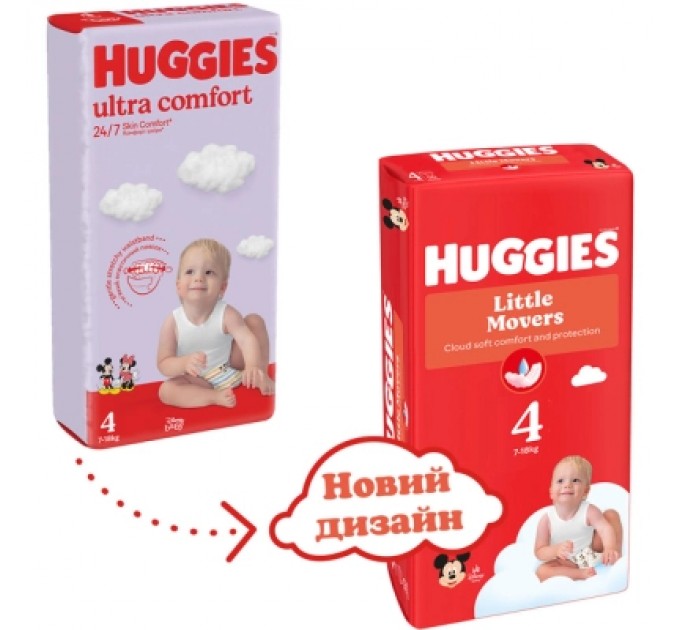 Huggies Підгузки Huggies Little Movers 4 (7-18 кг) M-pack, 150 шт (5029053583402)