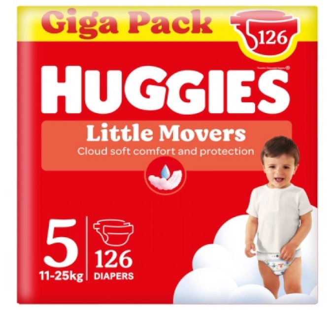Huggies Підгузки Huggies Little Movers 5 (11-25 кг) M-pack, 126 шт (5029053583419)