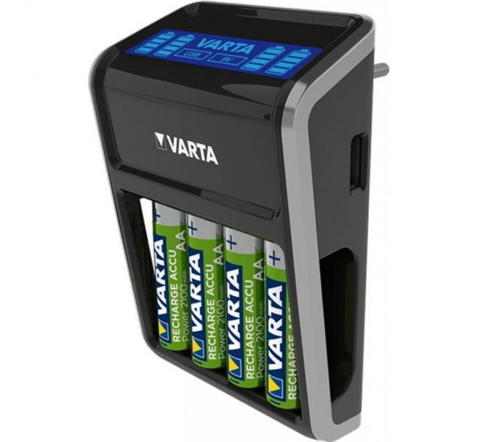 Varta Мережевий зарядний пристрій Varta LCD Plug Charger + 4 х Ni-Mh AA 2100 mAh (57687101441)