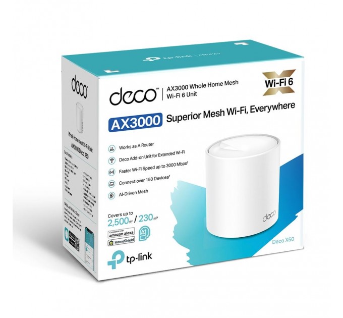TP-Link Домашня Mesh Wi-Fi система (1 шт у комплекті), Deco X50(1-pack) TP-LINK