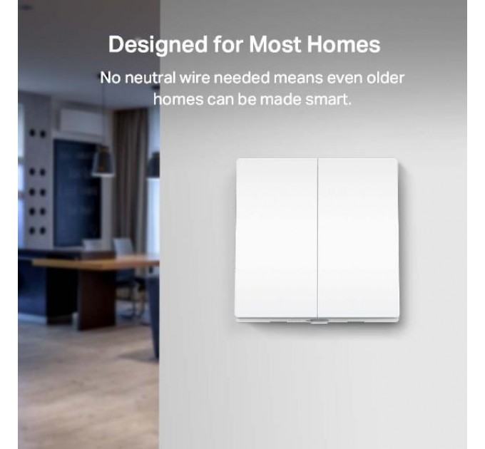 Розумний вимикач світла, 2-канальний 1-сторонній, Tapo S220 TP-LINK