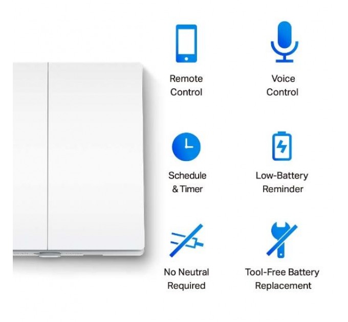 Розумний вимикач світла, 2-канальний 1-сторонній, Tapo S220 TP-LINK