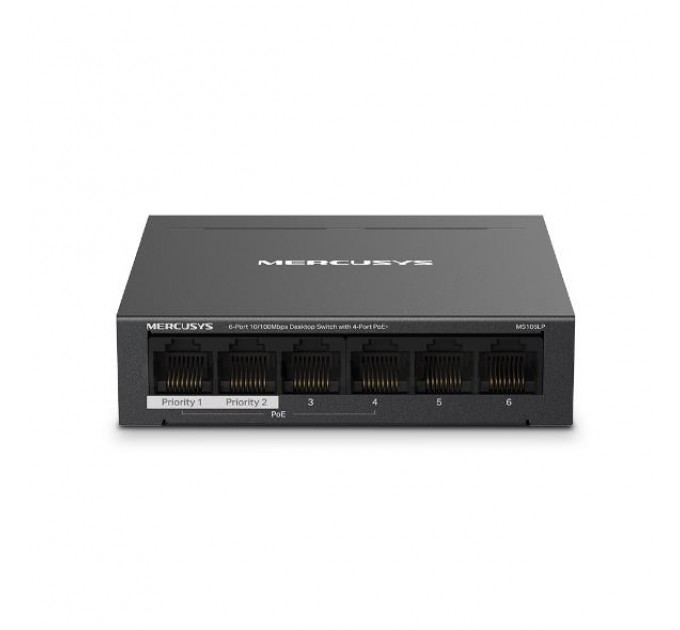 Комутатор 6-портовий 10/100 Мбіт/с ( 4 портів PoE+), MS106LP MERCUSYS