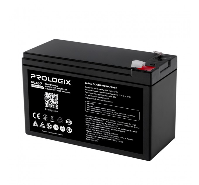 Prologix Акумуляторна батарея Prologix 12V 7AH (PL12-7) AGM