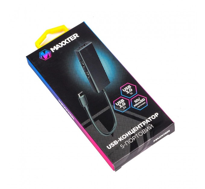Maxxter Концентратор USB Type C Maxxter USB3.0, 2хUSB2.0, SD, Micro SD Black (HU3C-3PTF-01)