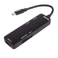 Концентратор USB Type C Maxxter USB3.0, 2хUSB2.0, SD, Micro SD Black (HU3C-3PTF-01)