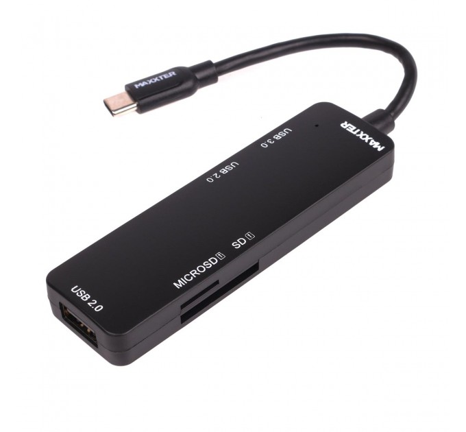 Maxxter Концентратор USB Type C Maxxter USB3.0, 2хUSB2.0, SD, Micro SD Black (HU3C-3PTF-01)