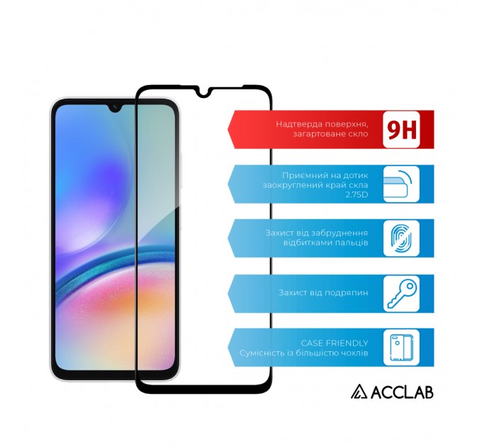 Захисне скло ACCLAB Full Glue для Samsung Galaxy A05s SM-A057 Black (1283126581908)