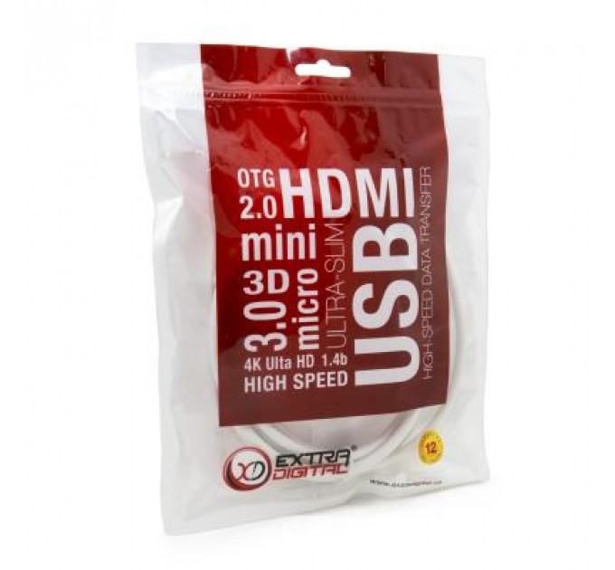 Кабель мультимедійний DisplayPort to HDMI 2.0m Extradigital (KBD1669)