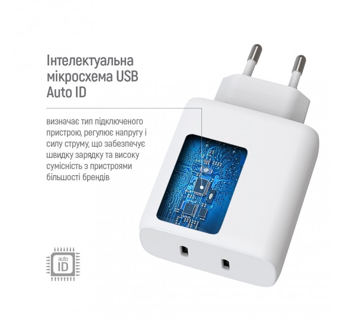ColorWay Мережевий зарядний пристрій ColorWay GaN Mini 50W PD Port PPS USB (Type-C PD 30W + Type-C PD 20W) White (CW-CHS050PD-WT)