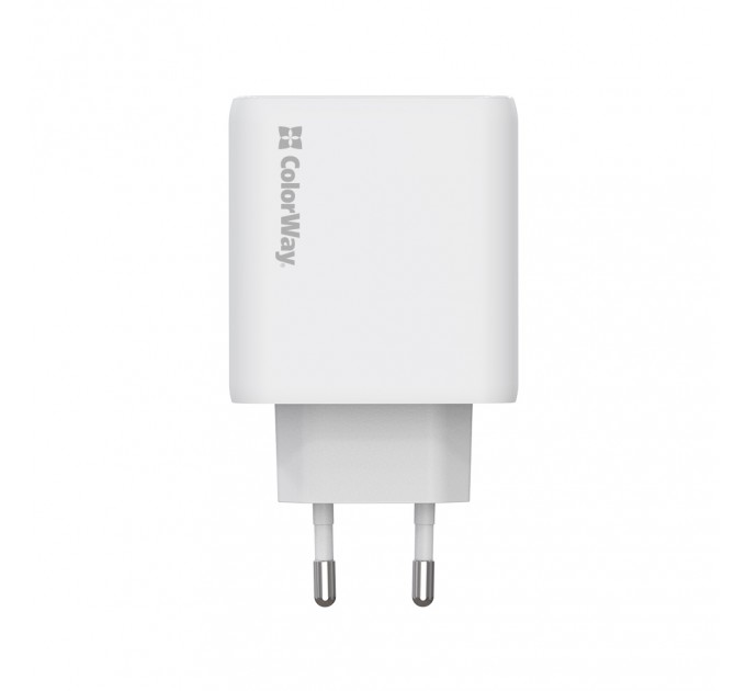ColorWay Мережевий зарядний пристрій ColorWay GaN Mini 50W PD Port PPS USB (Type-C PD 30W + Type-C PD 20W) White (CW-CHS050PD-WT)