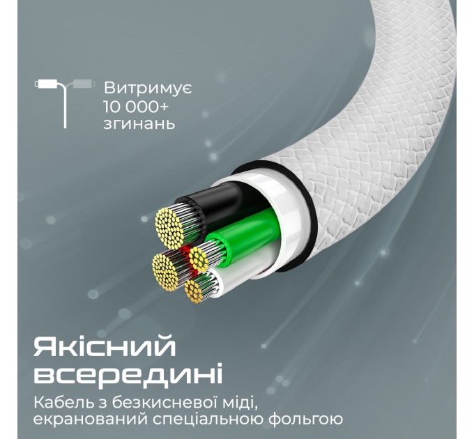 Promate Кабель Promate xCord-CC USB Type-C - USB Type-C (M/M), 1 м, White (xcord-cc.white)
