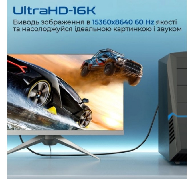 Кабель мультимедійний DisplayPort to DisplayPort v.2.0 dplink-16k.black Promate (dplink-16k.black)