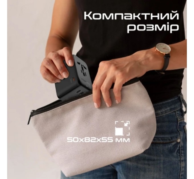 Promate Зарядний пристрій Promate tripmate-gan100