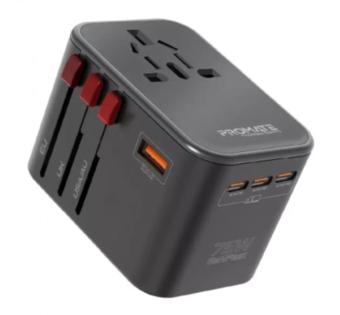 Promate Зарядний пристрій Promate tripmate-gan75