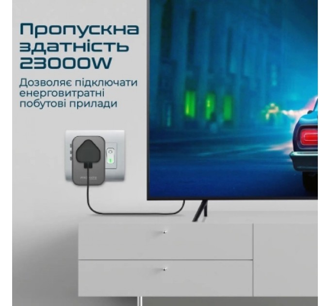 Promate Зарядний пристрій Promate tripmate-gan75