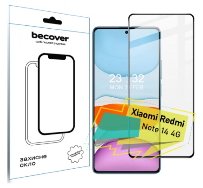 BeCover Скло захисне BeCover Xiaomi Redmi Note 14 4G Black (713099)