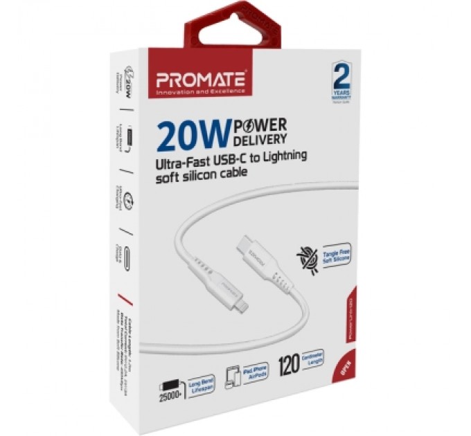 Promate Дата кабель USB-C to Lightning powerlink-120.white Promate (powerlink-120.white)