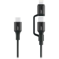 Дата кабель USB-C to USB-C/Lightning powerlink-cci.black Promate (powerlink-cci.black)