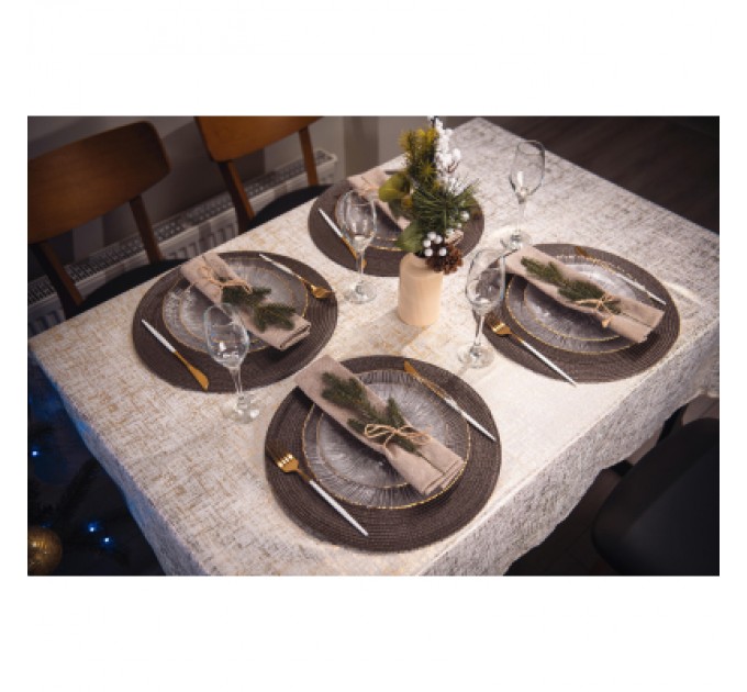 Скатертина Ardesto Shine 100% поліестер, золотавий 120х140 см (ART07SG)