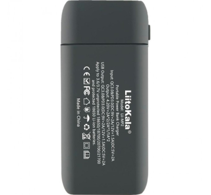 Liitokala Зарядний пристрій для акумуляторів Liitokala 2 Slots, w func. Powerbank/PD/QC, USB/Type-C, LED disp, 18650/21700 (Lii-MP2)