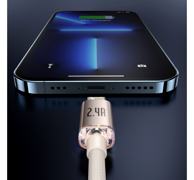 Baseus Кабель Baseus Crystal Shine USB - Lightning, 2.4A, 2м Pink (CAJY001204)