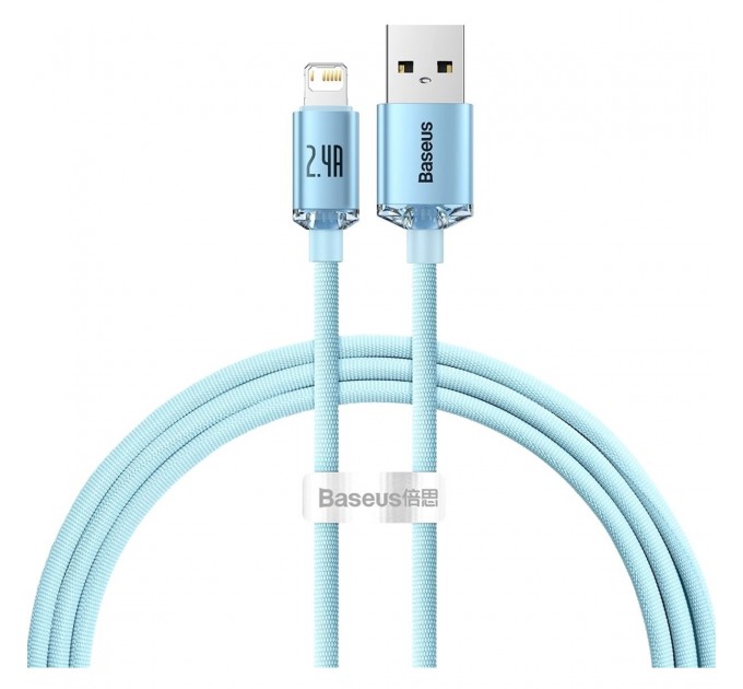 Кабель Baseus Crystal Shine USB - Lightning, 2.4A, 2м Sky Blue (CAJY001203)