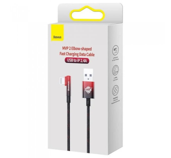 Baseus Кабель Baseus MVP 2 USB - Lightning, 2.4A, 2м Black/Red (CAVP000120)