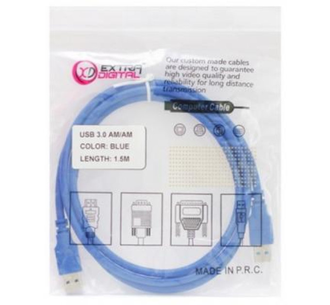 Extradigital Дата кабель USB 3.0 AM/AM 1.5m Extradigital (KBU1629)