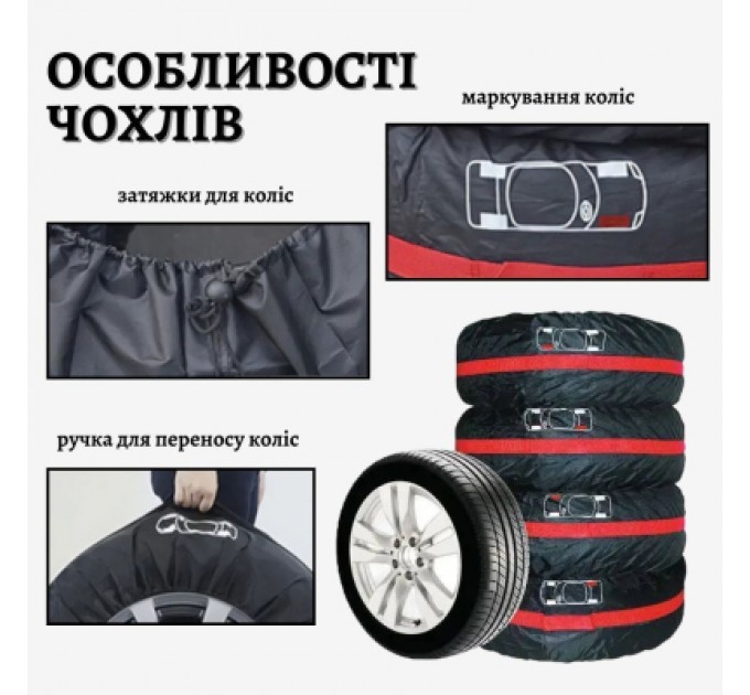 Poputchik Чохол для зберігання автомобільних коліс Poputchik М R14-17, 4 шт (16-001/4шт)