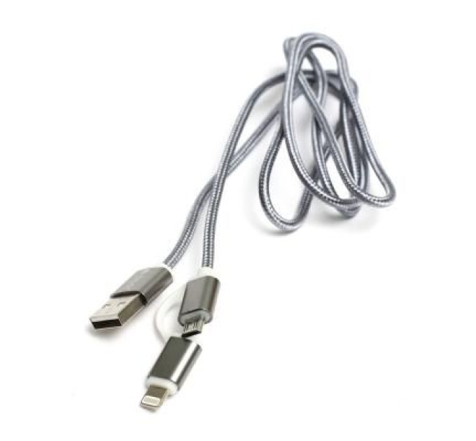 PowerPlant Дата кабель USB 2.0 AM to Lightning + Micro 5P 1.0m cotton PowerPlant (KD00AS1289)