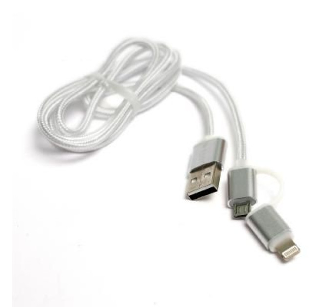 PowerPlant Дата кабель USB 2.0 AM to Lightning + Micro 5P 1.0m cotton PowerPlant (KD00AS1290)