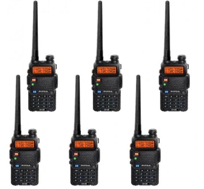 Baofeng Портативна рація Baofeng UV-5R Black Six Pack комплект 6 шт (2200000758965)
