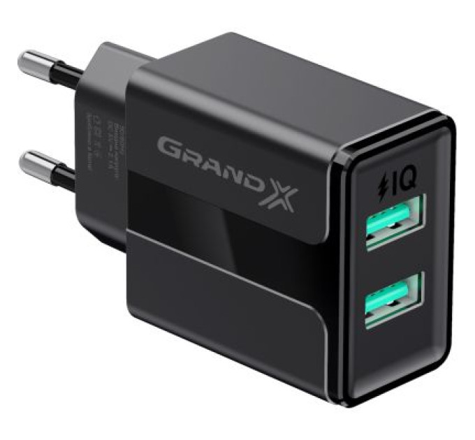 Grand-X Зарядний пристрій Grand-X 5V 2,4A USB Black (CH-15B)