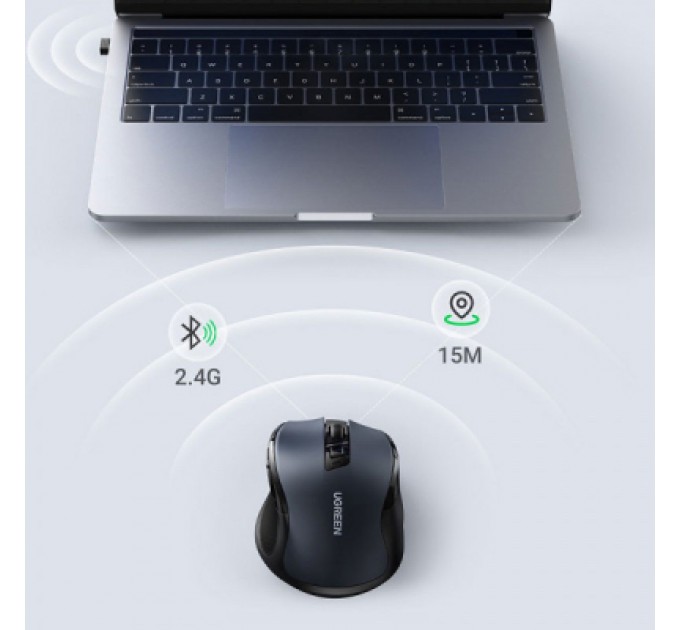 Мишка Ugreen MU006 Ergonomic Wireless Gray/Black (15063)