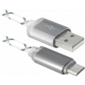 Defender Дата кабель USB08-03LT USB - Micro USB, GrayLED backlight, 1m Defender (87554)