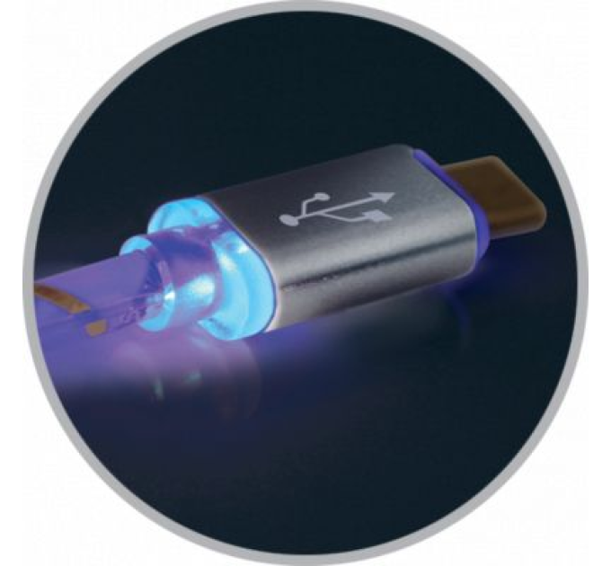 Defender Дата кабель USB08-03LT USB - Micro USB, GrayLED backlight, 1m Defender (87554)