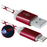 Дата кабель USB08-03LT USB - Micro USB, RedLED backlight, 1m Defender (87556)