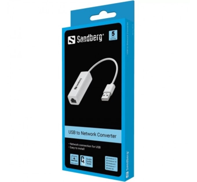 Sandberg Перехідник USB 2.0 Type-A to Ethernet RJ45 100Mb Sandberg (133-78)