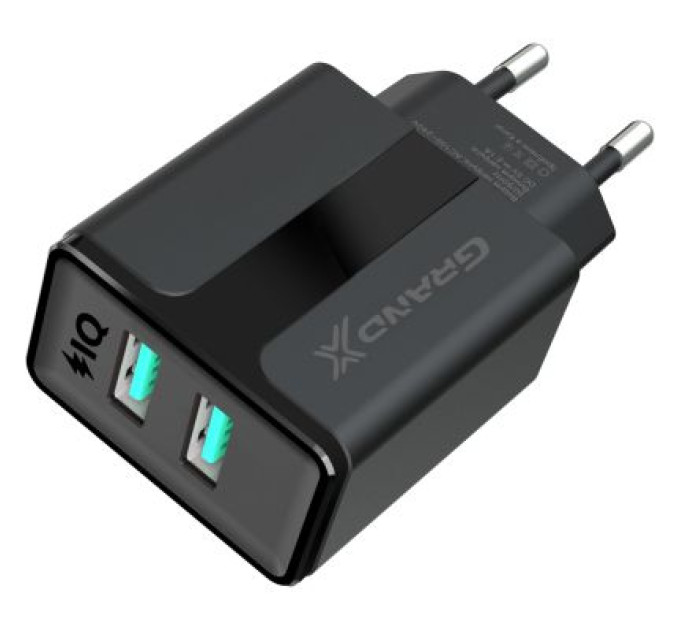 Grand-X Зарядний пристрій Grand-X CH-15UMB (5V/2,1A + DC cable 2,4А USB -> Micro USB 1m) Black (CH-15UMB)