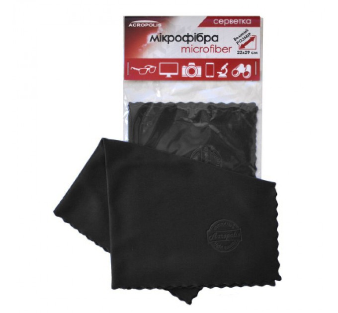 Серветки Acropolis A-90/12 microfiber 29*22см black, поштучно (A90-12BK)