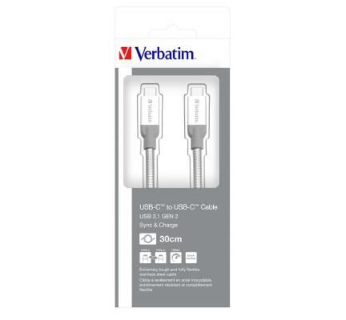 Verbatim Дата кабель USB-C to USB-C 0.3m USB 3.1 Verbatim (48867)