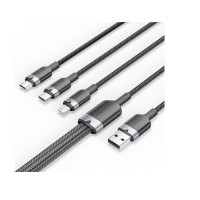 Кабель Vention USB - USB Type-С/microUSB/Lightning (M/M), 60W, 3А, 1.5 m, Black (CTPBG)